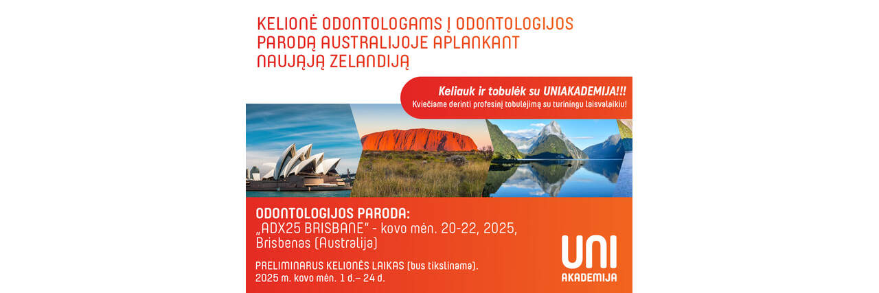 KELIONĖ ODONTOLOGAMS Į ODONTOLOGIJOS PARODĄ "ADX25 BRISBANE" kovo mėn. 20-22, 2025, Brisbenas (Australija)  